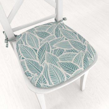 Oblý podsedák Leona LN-166 Bílé listy na modrozeleném - 39x37x3 cm - Biante.cz Oblý podsedák Leona LN-166 Bílé listy na modrozeleném - 39x37x3 cm - Biante.cz