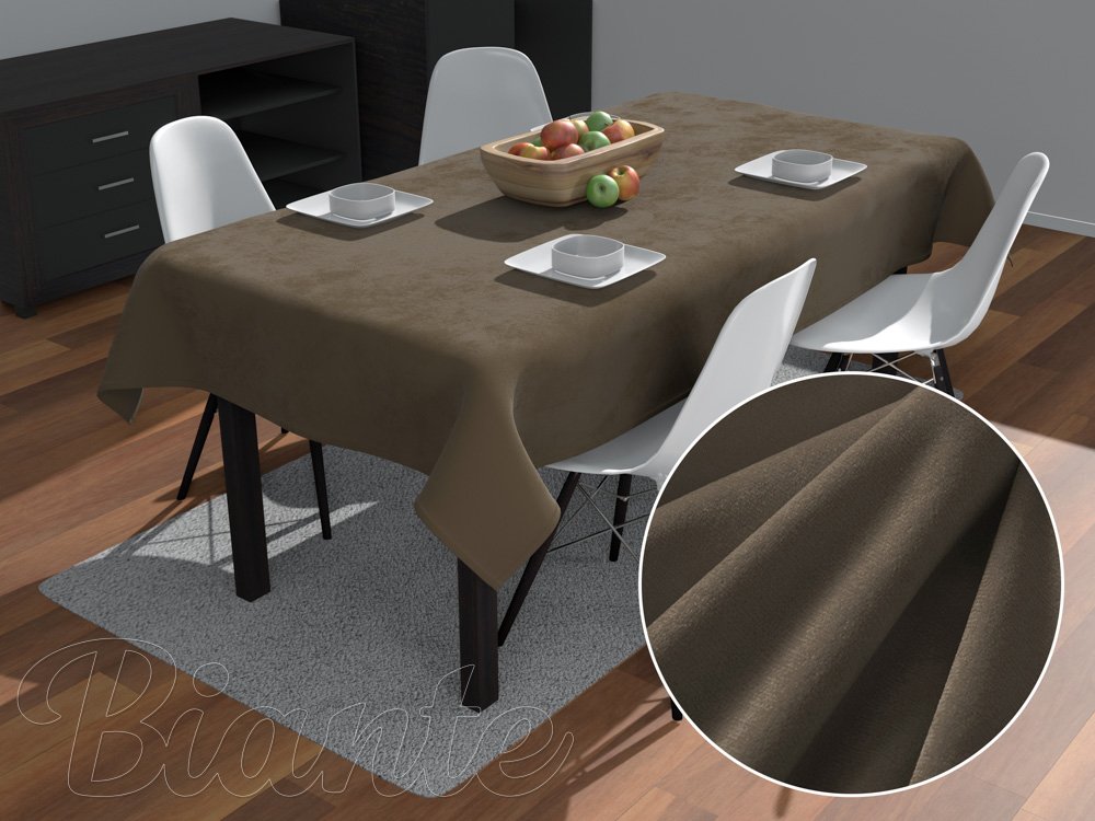 Sametový obdélníkový ubrus SV-031 Hnědá khaki - Biante.cz