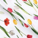 Bavlnená látka/plátno Sandra SA-506 Tulipány na bielom - šírka 220 cm - Biante.sk