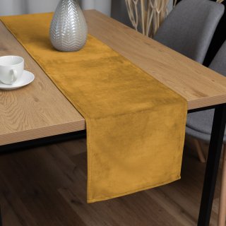 Sametový běhoun na stůl Velvet Premium SVP-047 Hořčicový - Biante.cz