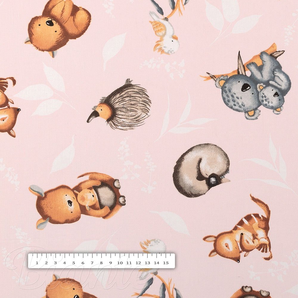 Dětská bavlněná látka/plátno Sandra SA-533 Australská zvířátka na růžovém - šířka 160 cm - detail 3 - Biante.cz