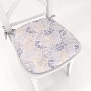 Oblý podsedák PML-057 Mozaika žltosivých listov na sivom - 39x37x3 cm - Biante.sk