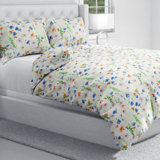 Bavlněné ložní povlečení Sandra SA-601 Kopretiny a zvonky na bílém - detail 1 - Biante.cz