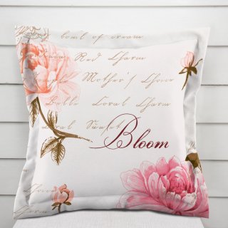 Bavlněný povlak na polštář s lemem Sandra SA-683 Růžové pivoňky s motýly na bílém - Biante.cz Bavlněný povlak na polštář s lemem Sandra SA-683 Růžové pivoňky s motýly na bílém - Biante.cz