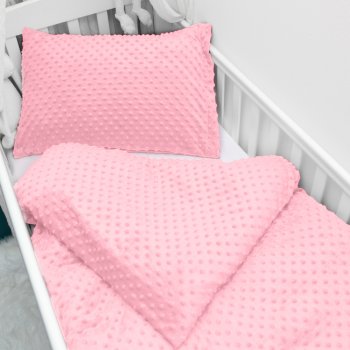 Dětské povlečení do postýlky Minky 3D puntíky MKP-011 Světle růžové - Biante.cz