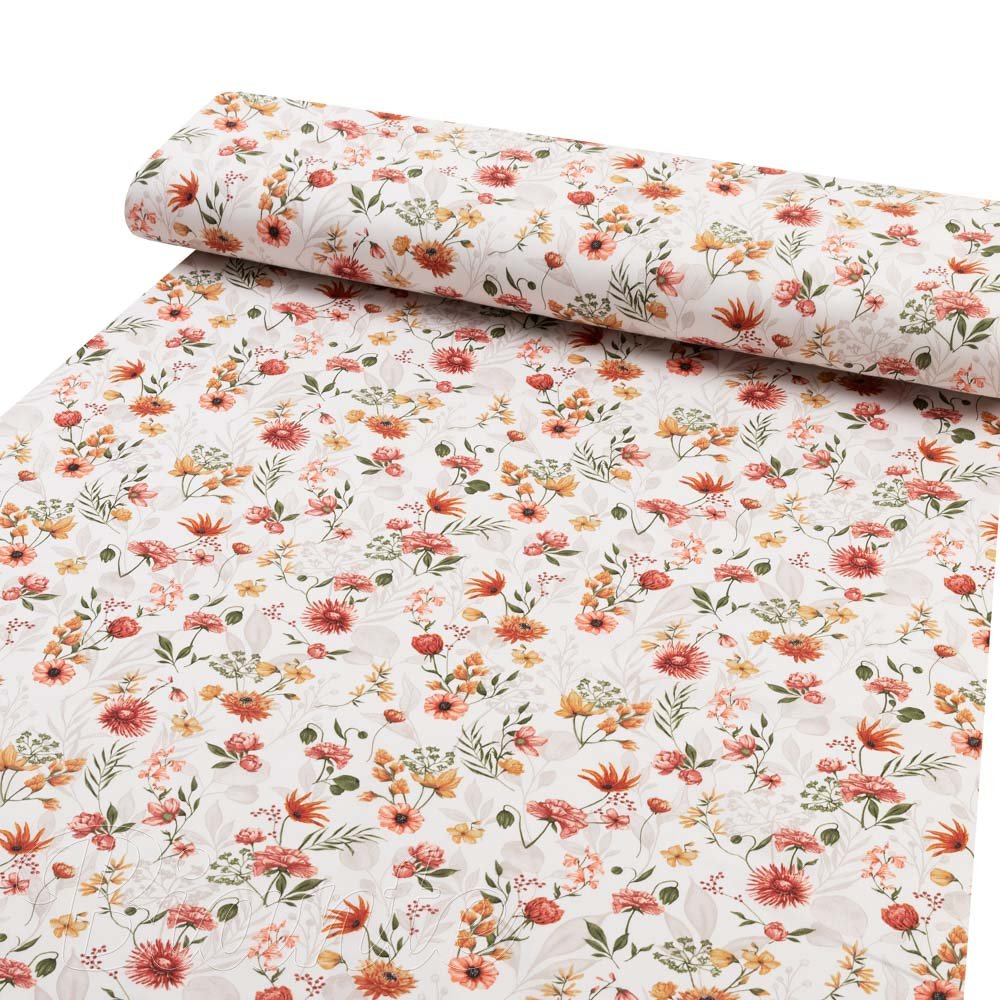 Bavlněná látka/plátno Sandra SA-731 Červený květinový vzor na bílém - šířka 160 cm - detail 1 - Biante.cz