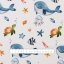 Dětská bavlněná látka/plátno Sandra SA-660 Modré velryby a mořská zvířátka na bílém - šířka 160 cm - detail 3 - Biante.cz