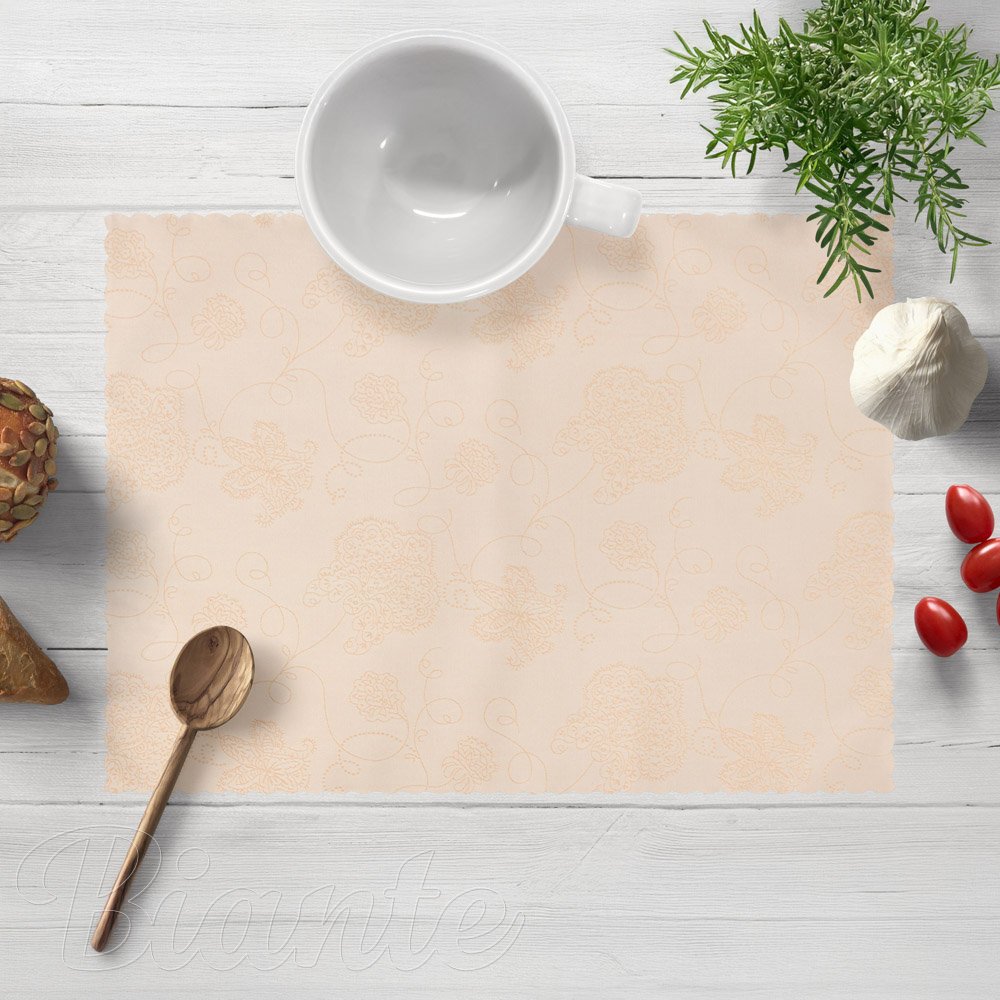 Teflonové prostírání na stůl TF-099 Zlaté květované ornamenty na béžovém - Biante.cz