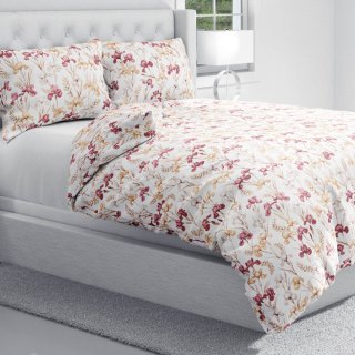 Bavlnené posteľné obliečky Sandra SA-636 Vínovo-béžové kosatce na bielom - detail 1 - Biante.sk