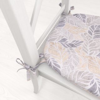 Oblý podsedák PML-057 Mozaika žltosivých listov na sivom - 39x37x3 cm - detail 1 - Biante.sk