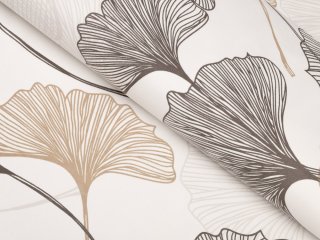 Bavlněná látka/plátno Sandra SA-411 Hnědé Ginkgo listy na bílém - šířka 160 cm a 220 cm - Biante.cz Bavlněná látka/plátno Sandra SA-411 Hnědé Ginkgo listy na bílém - šířka 160 cm a 220 cm - Biante.cz