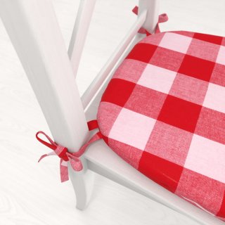 Oblý bavlnený podsedák Olivia OL-016 Červeno-biela kocka veľká - 39x37x3 cm - detail 1 - Biante.sk