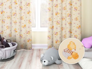 Detský bavlnený záves Sandra SA-730 Medvedíky a včielky na svetlo žltom - Biante.sk