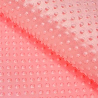 Dětská látka Minky 3D puntíky MKP-036 Korálově růžová - šířka 150 cm