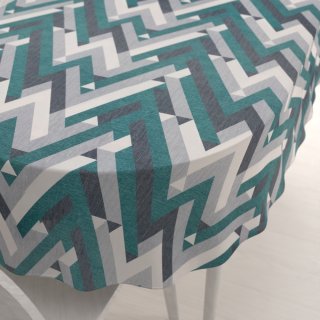 Sametový oválný ubrus Tamara TMR-026 Zeleno-šedý designový cik-cak - Biante.cz