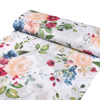 Bavlněná látka/plátno Sandra SA-387 Velké žluté a modré květy na bílém - šířka 160 cm - detail 1 - Biante.cz