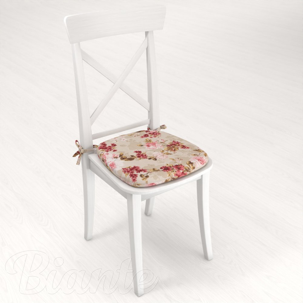 Oblý podsedák Leona LN-167 Plané růže na béžovém - 39x37x3 cm - detail 2 - Biante.cz