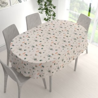 Dětský bavlněný oválný ubrus Sandra SA-701 Zajíčci a lišky s balónky - zelené na světle béžovém - detail 1 - Biante.cz Dětský bavlněný oválný ubrus Sandra SA-701 Zajíčci a lišky s balónky - zelené na světle béžovém - detail 1 - Biante.cz