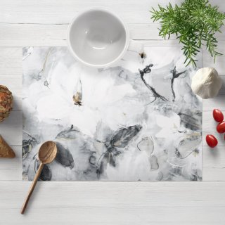 Sametové prostírání na stůl Tamara TMR-006 Designové květiny na šedém - Biante.cz Sametové prostírání na stůl Tamara TMR-006 Designové květiny na šedém - Biante.cz