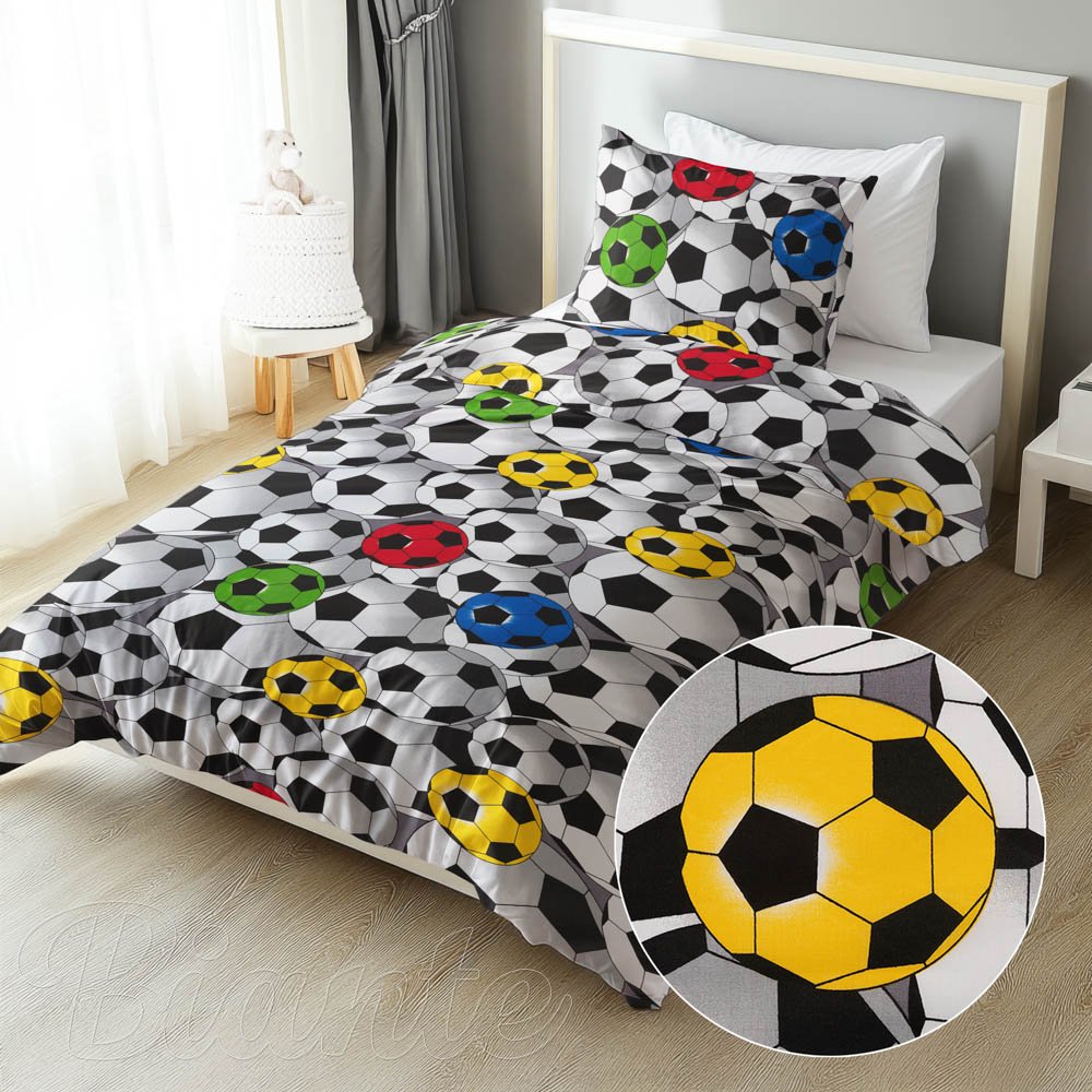 Dětské bavlněné ložní povlečení Sandra SA-580 Barevné a šedé kopačáky - Biante.cz