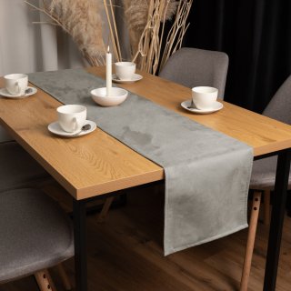 Běhoun na stůl/imitace broušené kůže Alcantara ALC-014 Světle šedý - detail 1 - Biante.cz Běhoun na stůl/imitace broušené kůže Alcantara ALC-014 Světle šedý - detail 1 - Biante.cz