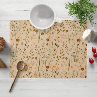 Dekorační prostírání na stůl PML-070 Podzimní rostliny na světle hnědém - Biante.cz