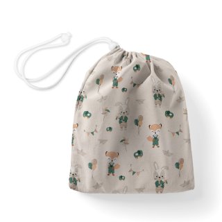 Bavlněný pytlík/sáček na přezůvky Sandra SA-701 Zajíčci a lišky s balónky - zelené na světle béžovém - Biante.cz Bavlněný pytlík/sáček na přezůvky Sandra SA-701 Zajíčci a lišky s balónky - zelené na světle béžovém - Biante.cz