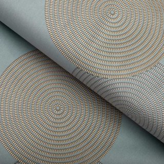 Sametová látka Tamara TMR-058 Designové kruhy na modrošedém - šířka 150 cm - Biante.cz