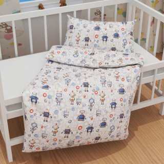 Dětské bavlněné povlečení do postýlky Sandra SA-584 Svět robotů na šedo-bílém - detail 1 - Biante.cz Dětské bavlněné povlečení do postýlky Sandra SA-584 Svět robotů na šedo-bílém - detail 1 - Biante.cz