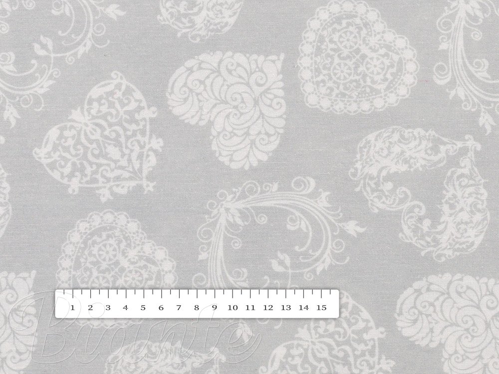 Dekorační látka PML-071 Srdce s ornamenty na šedém - šířka 150 cm - detail 5 - Biante.cz Dekorační látka PML-071 Srdce s ornamenty na šedém - šířka 150 cm - detail 5 - Biante.cz