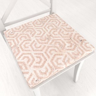 Zamatový štvorcový podsedák Tamara TMR-029 Ružovobéžové hexagony s čiernym žíhaním - 38x38x3 cm - Biante.sk
