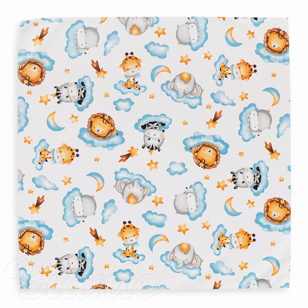 Dětský bavlněný šátek Sandra SA-693 Africká zvířátka na modrých obláčcích na bílém - detail 2 - Biante.cz
