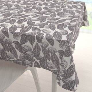 Bavlněný čtvercový ubrus Sandra SA-511 Šedé ananasy na bílém - Biante.cz