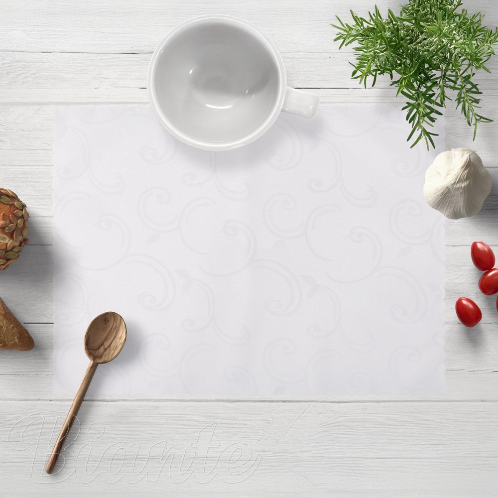 Teflonové prostírání na stůl TF-100 Bílé ornamenty s lístky - Biante.cz