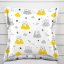 Dětský bavlněný povlak na polštář s lemem Sandra SA-725 Medvídci na žluto-šedých mráčcích na bílém - Biante.cz
