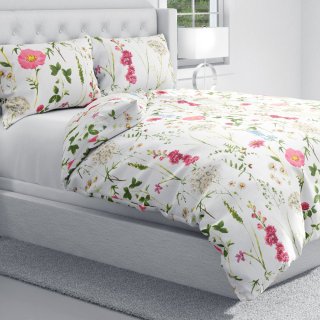 Bavlněné ložní povlečení Sandra SA-667 Velké luční kvítí na bílém - detail 1 - Biante.cz Bavlněné ložní povlečení Sandra SA-667 Velké luční kvítí na bílém - detail 1 - Biante.cz