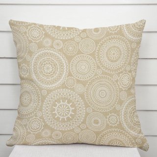 Dekoračná obliečka na vankúš Leona LN-170 Biele mandaly na režnom - Biante.sk