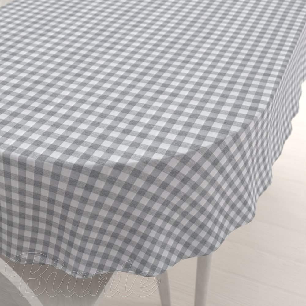Dekorační oválný ubrus Rebeka RE-019 Šedo-bílá kostka střední - Biante.cz