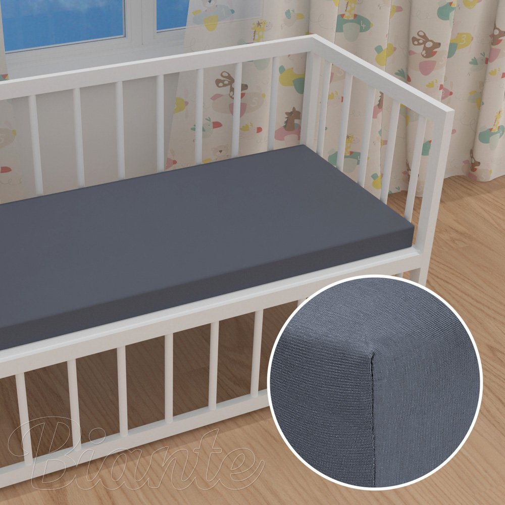 Dětské jersey napínací prostěradlo do postýlky JR-029 Antracitově šedé - Biante.cz