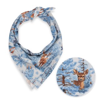Dětský bavlněný šátek Sandra SA-674 Lesní zvířata v zimním lese na modrém - Biante.cz Dětský bavlněný šátek Sandra SA-674 Lesní zvířata v zimním lese na modrém - Biante.cz