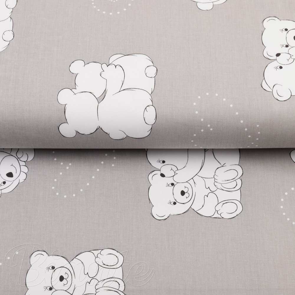 Dětská bavlněná látka/plátno Sandra SA-733 Zamilovaní lední medvědi na světle šedém - šířka 160 cm - detail 2 - Biante.cz