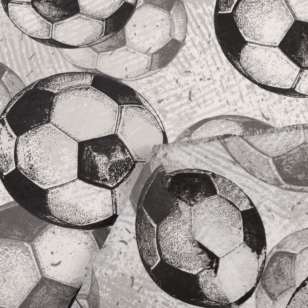 Detská bavlnená látka/plátno Sandra SA-776 Čierno-sivé futbalové lopty - šírka 160 cm - detail 4 - Biante.sk