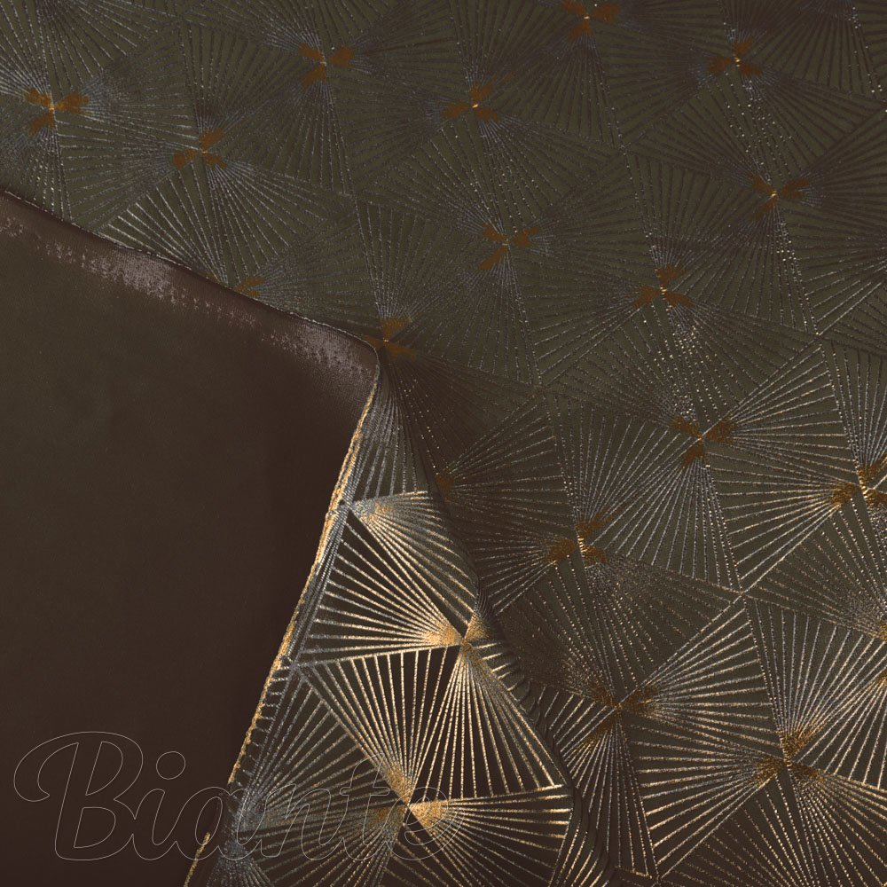 Sametová látka Isabela IBL-012 Rose Gold trojúhelníky na hnědém - šířka 280 cm - detail 6 - Biante.cz