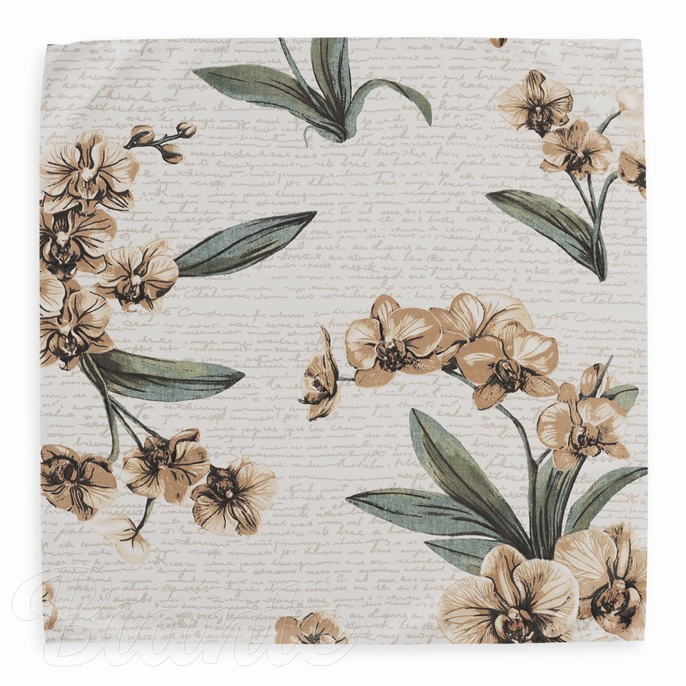 Bavlněný šátek Sandra SA-624 Hnědé orchideje na bílém - detail 2 - Biante.cz