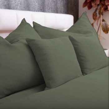 Mušelínové ložní povlečení Nature MSN-076 Zelená khaki - detail 1 - Biante.cz Mušelínové ložní povlečení Nature MSN-076 Zelená khaki - detail 1 - Biante.cz