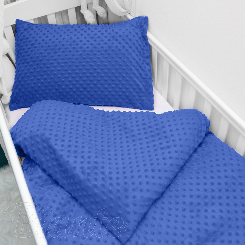 Dětské povlečení do postýlky Minky 3D puntíky MKP-001 Modré - Biante.cz