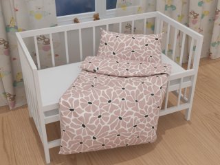 Dětské bavlněné povlečení do postýlky Sandra SA-483 Hnědorůžové designové květy na bílém - detail 1 - Biante.cz Dětské bavlněné povlečení do postýlky Sandra SA-483 Hnědorůžové designové květy na bílém - detail 1 - Biante.cz