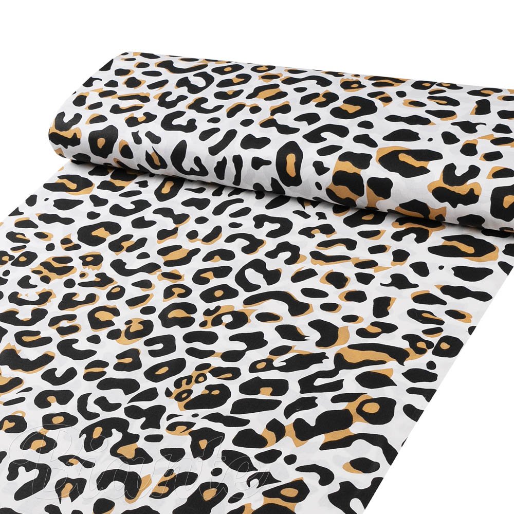 Bavlněná látka/plátno Sandra SA-409 Leopardí vzor na bílém - šířka 160 cm - detail 1 - Biante.cz