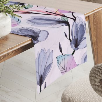 Bavlněný běhoun na stůl Sandra SA-333 Velké květy magnolie a kaly - Biante.cz