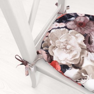 Zamatový oblý podsedák Tamara TMR-018 Červené kvety - 39x37x3 cm - detail 1 - Biante.sk